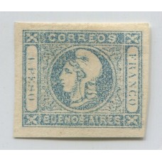 ARGENTINA 1859 GJ 17A ESTAMPILLA DE COLOR AZUL LECHOSO NUEVO, MUY LINDO EJEMPLAR U$ 275
